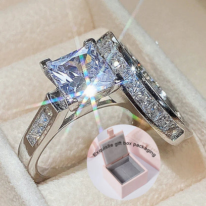 Women's square couple ring set