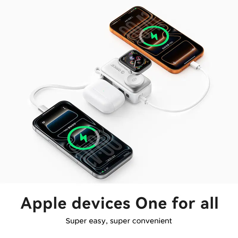 3-in-1 Folding Chargeable Portable Power Bank with Integrated Cable