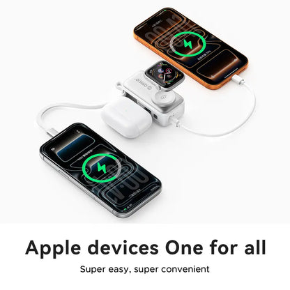 3-in-1 Folding Chargeable Portable Power Bank with Integrated Cable