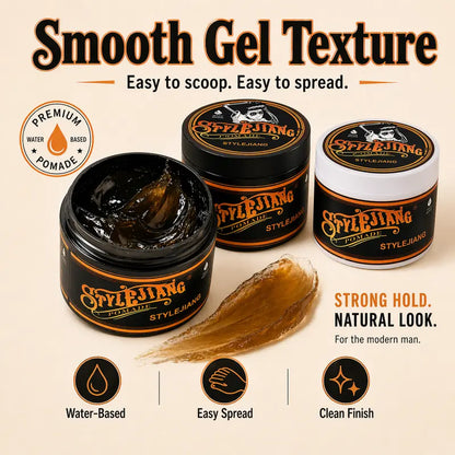 Strong Hold Hair Wax 4 oz. Water-soluble styling wax, suitable for curly, thick, and stubborn hair.
