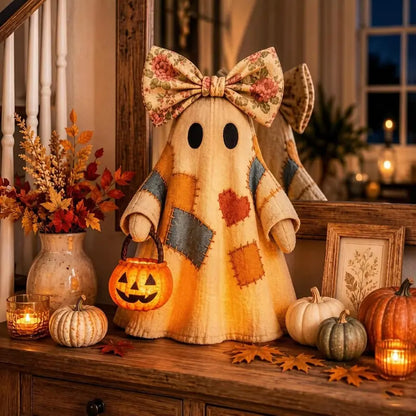 Vintage-Style Patchwork Ghost Halloween Light