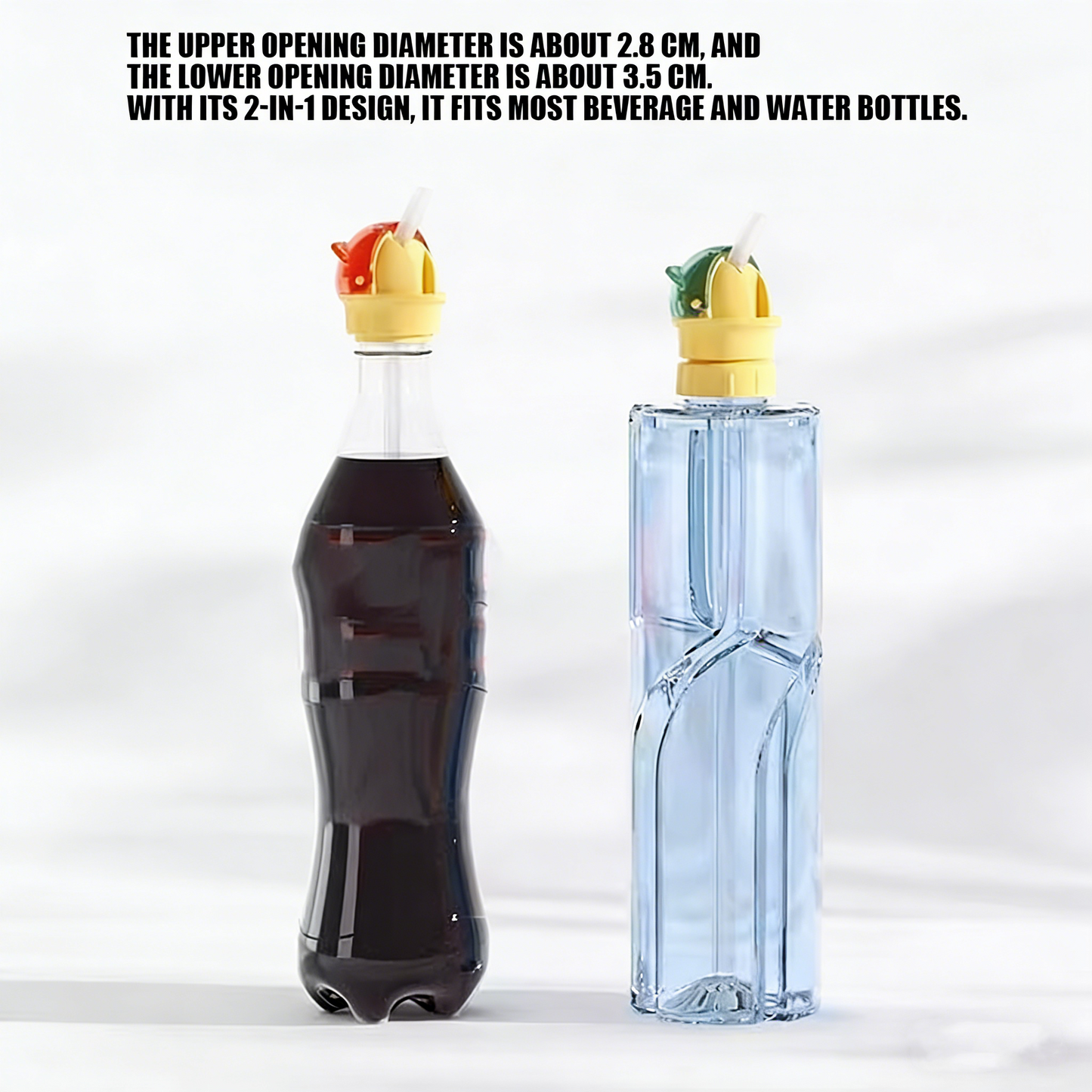 2-in-1 Water Bottle Straw Cap, Spill-Proof Twist Lid, Safe Drinking Straw Cap for Kids and Adults