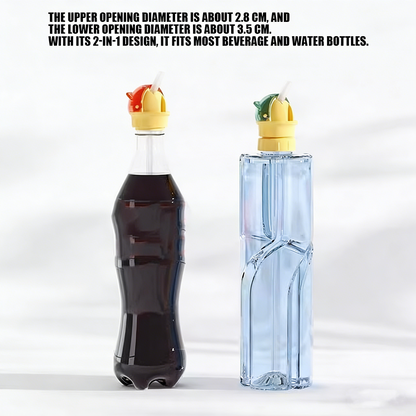 2-in-1 Water Bottle Straw Cap, Spill-Proof Twist Lid, Safe Drinking Straw Cap for Kids and Adults
