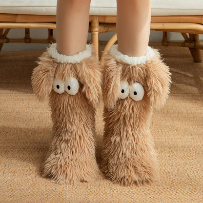 Women's Winter Warm Fuzzy Non-Slip Slipper Socks with Cute Big Eyes