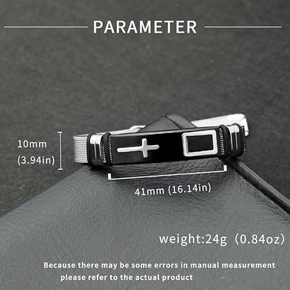Stylish Adjustable Stainless Steel Mesh Cross-Charm Bracelet