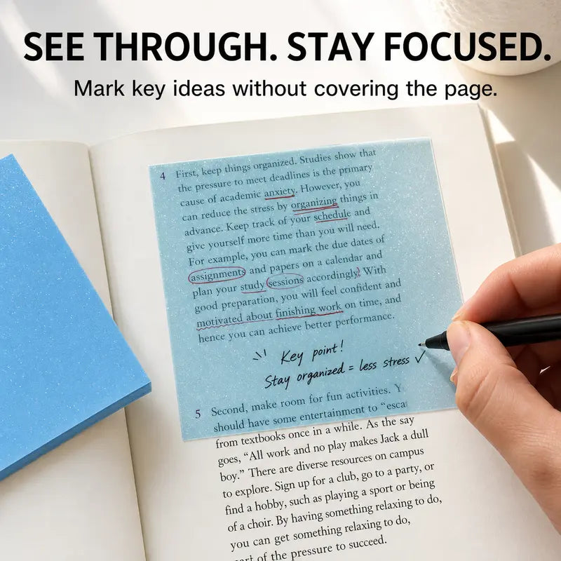 Frosted See-Through Glittered Reusable Sticky Notes