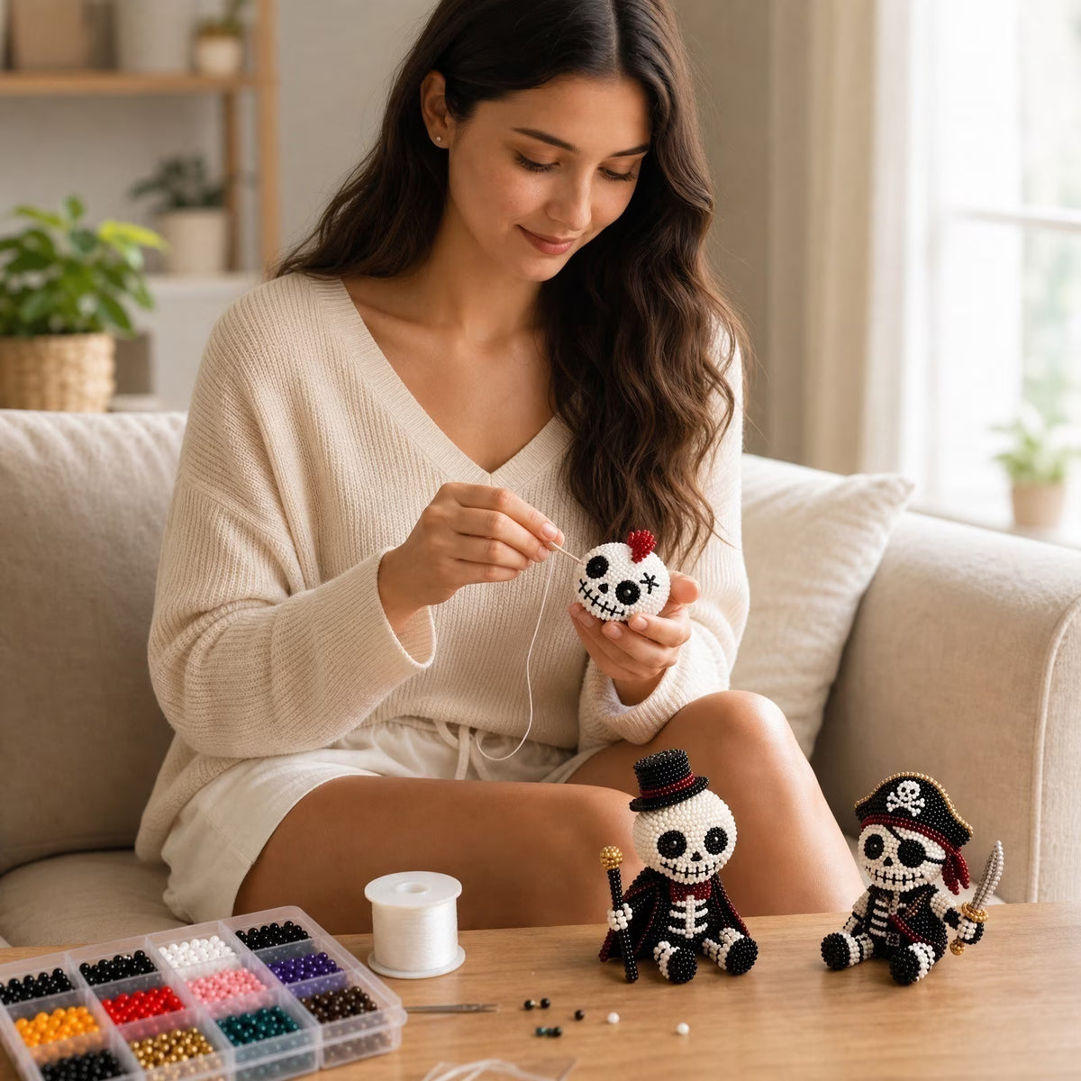 DIY 3D Beaded Skull Craft Kit