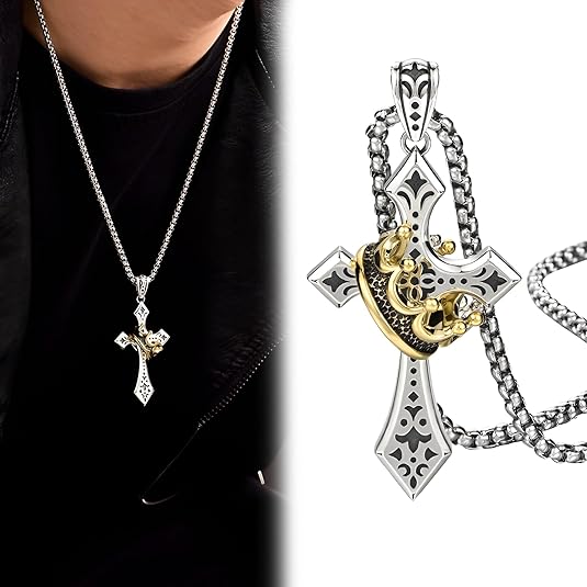 Men's Crown Cross Necklace