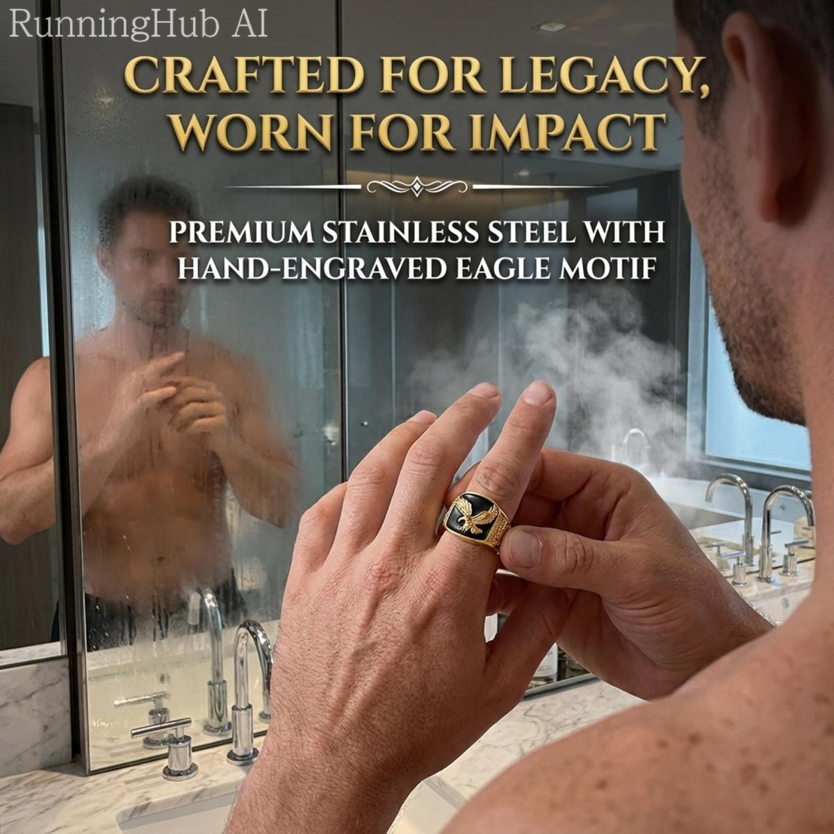 Elegant, vintage-style ring featuring a majestic eagle motif