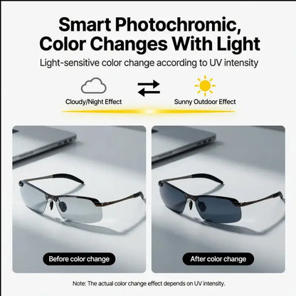 Stylish polarized sunglasses featuring UV400 protection, photochromic properties