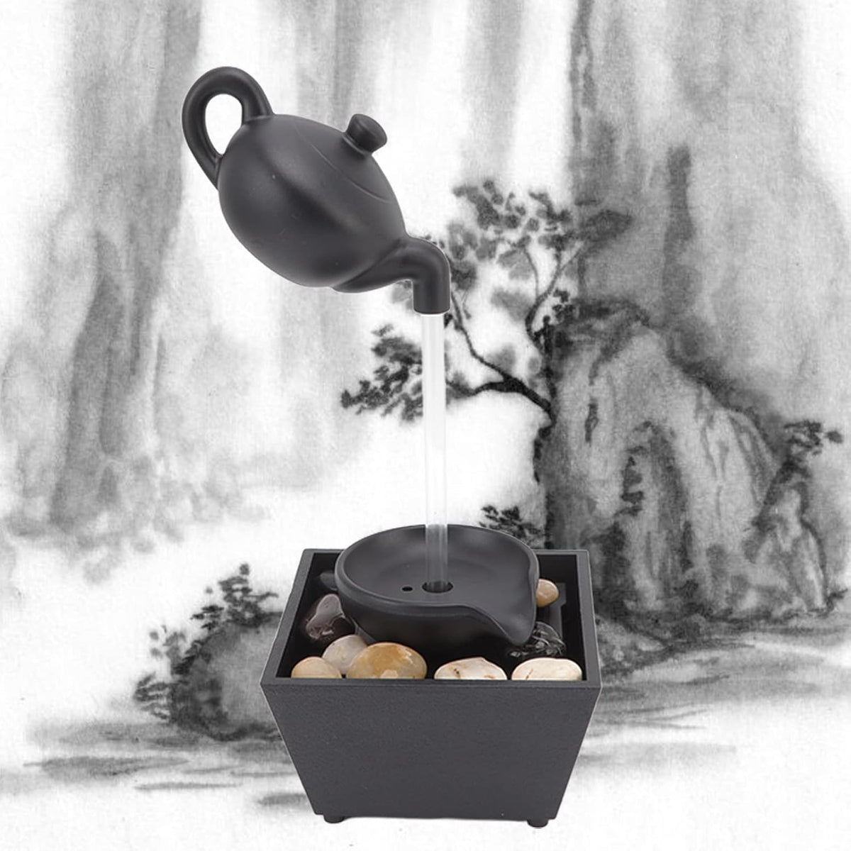 Floating Teapot Water Fountain with LED Lights