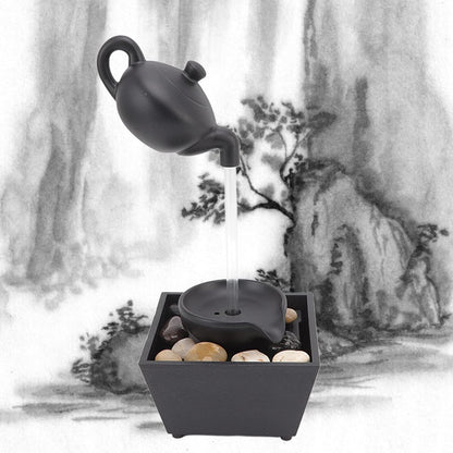 Floating Teapot Water Fountain with LED Lights