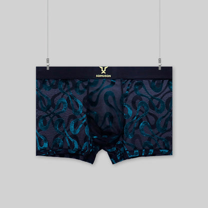 Breathable mesh boxer briefs, soft and stretchy jacquard fabric