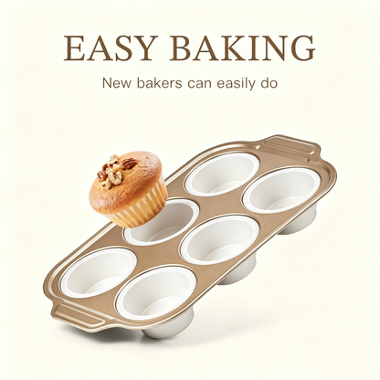 Silicone Foldable Baking Pans With Metal Frame Nonstick, 6 /12Cups for Baking