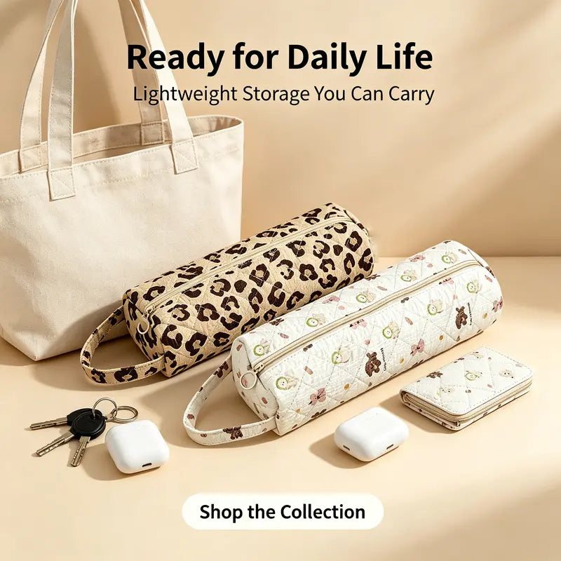 Portable Zipper Cosmetic Makeup Pouch with Handle