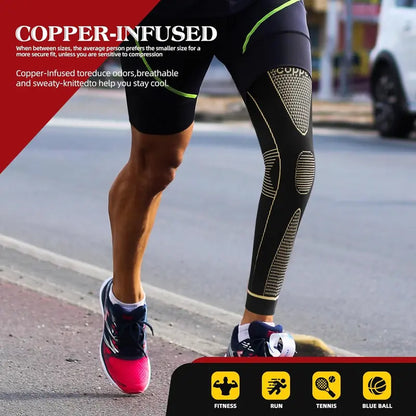 Unisex Copper-Infused Full-Leg Compression Sleeve (20-30 mmHg)