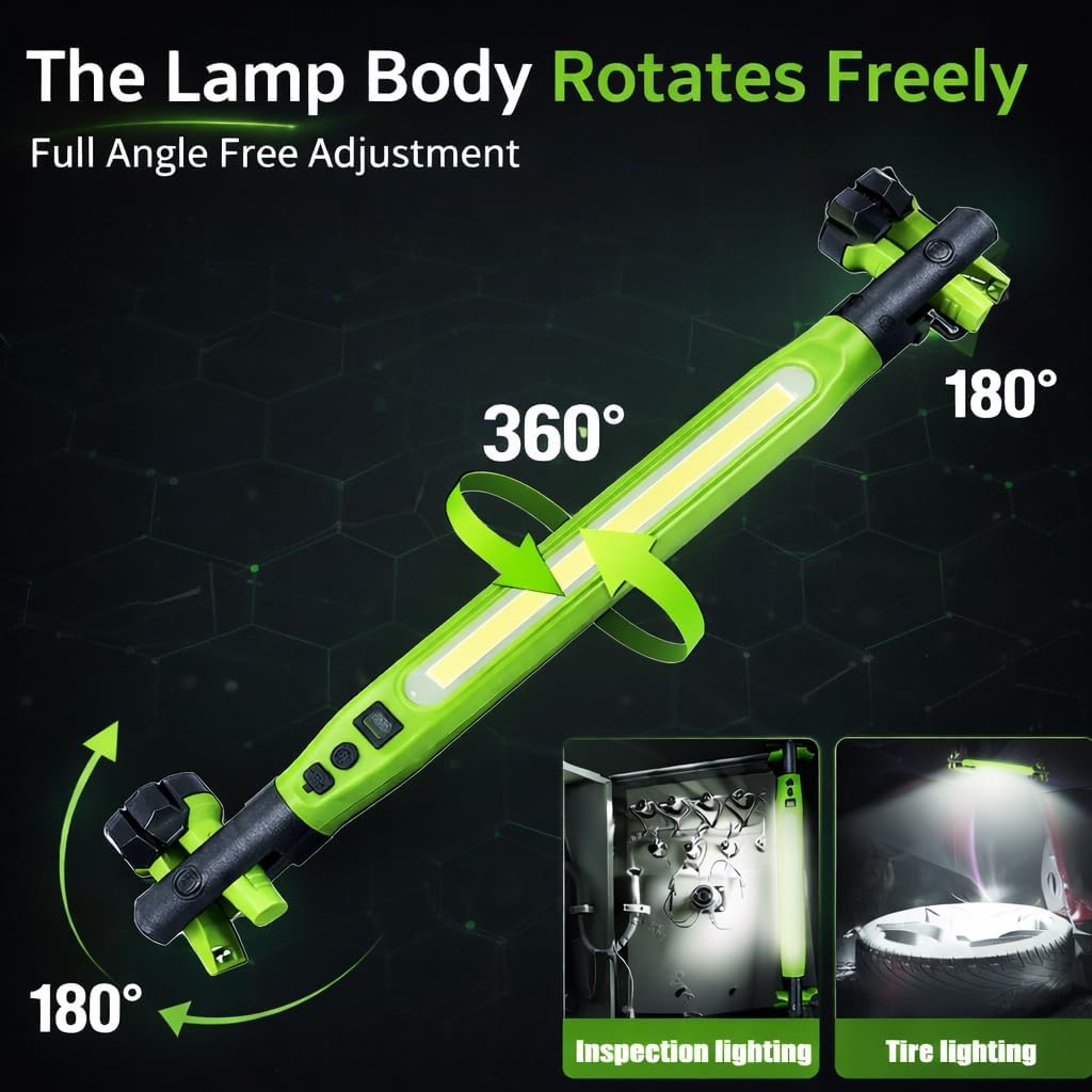 Rechargeable Magnetic LED Work Light 3000LM, Portable Under Hood Inspection Lamp