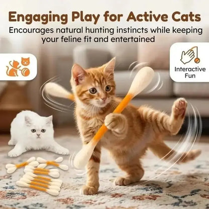 6 Pack Giant Q-tip Shaped Cat Toys, Soft Felt Cotton Swab Teething Sticks