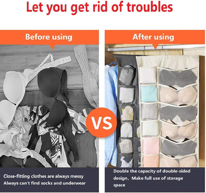 Closet Hanging Organizer with Mesh Pockets & Rotating Metal Hanger