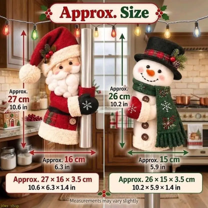 Christmas Handle Covers, Plush Santa & Snowman Handle Huggers for Refrigerator
