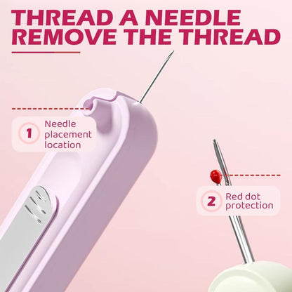 2PCS Upgraded 2 in 1 Automatic Needle Threaders Seam Ripper