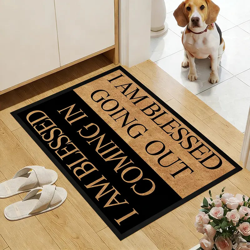 Door mat with blessing letter pattern