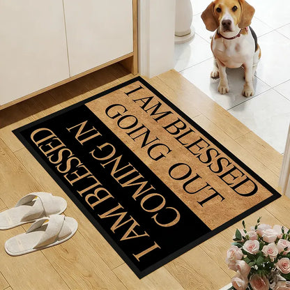 Door mat with blessing letter pattern
