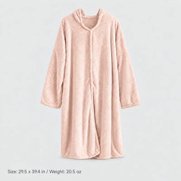 Women's Thickened Long-Sleeve Hooded Fleece Bathrobe (One Size)
