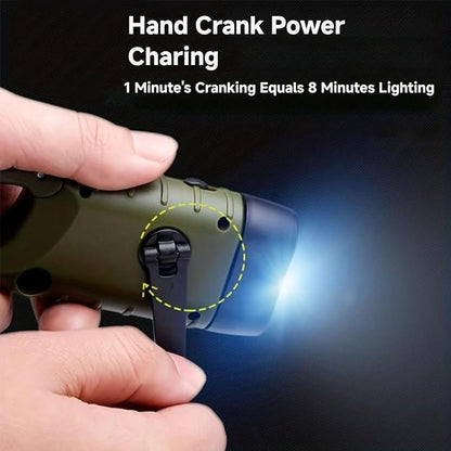 Hand Crank Solar LED Emergency Flashlight,No Battery Required