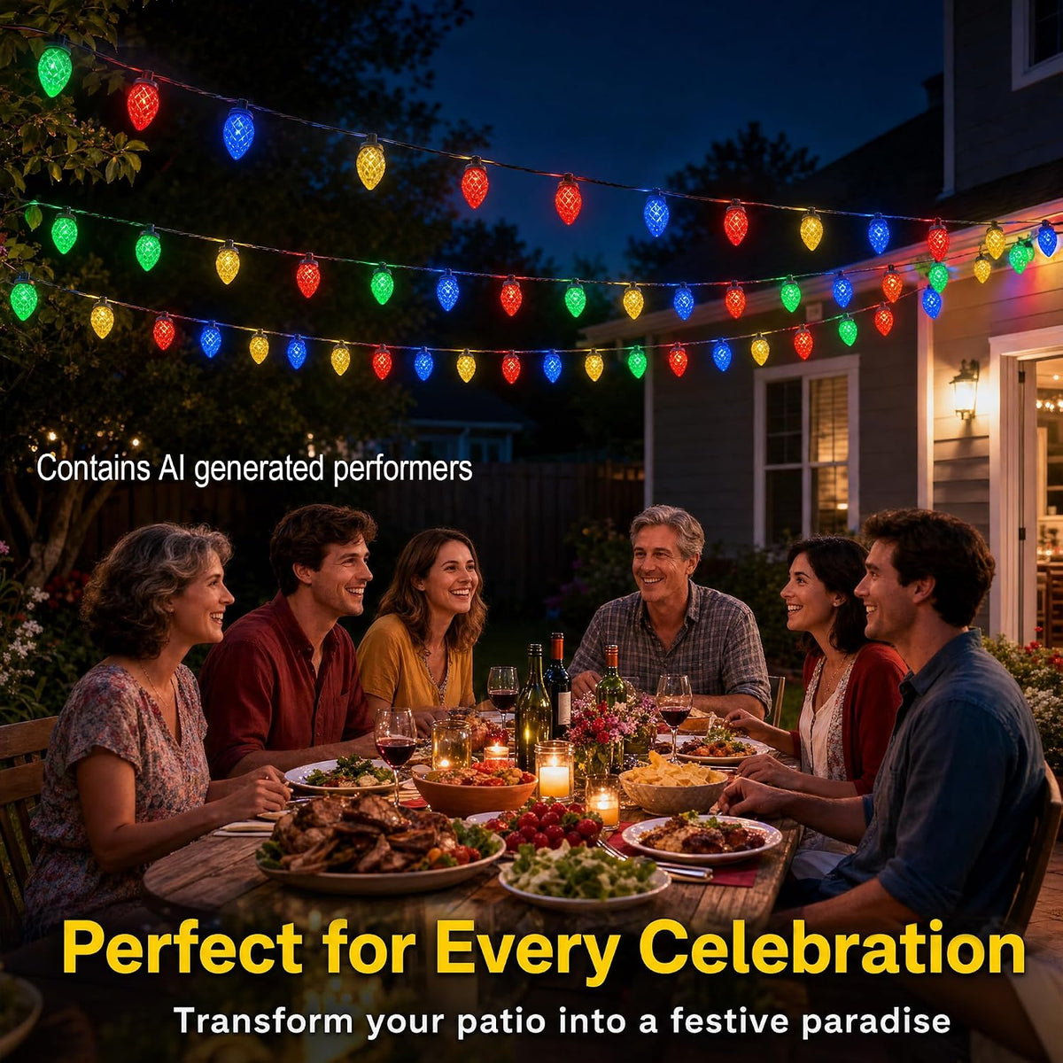 Solar-Powered Waterproof Strawberry String Light Set