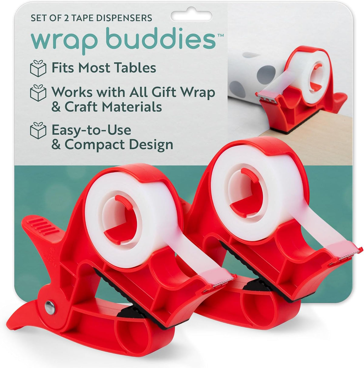 2-Piece Desktop Gift-Wrapping Tape Dispenser