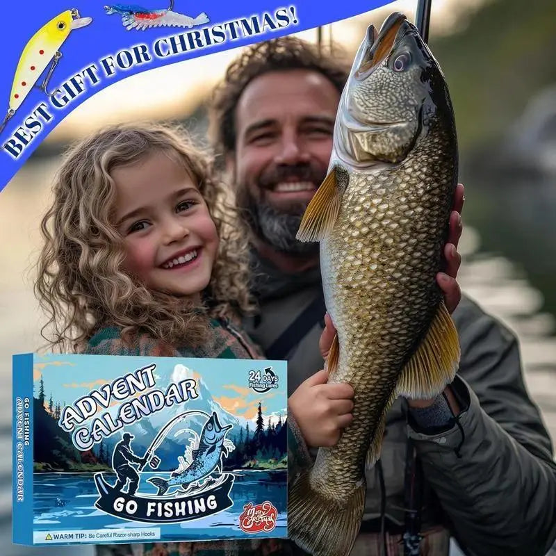 2026 Fishing Lure Advent Calendar - 24-Day Christmas Countdown Fish Tackle Set with High