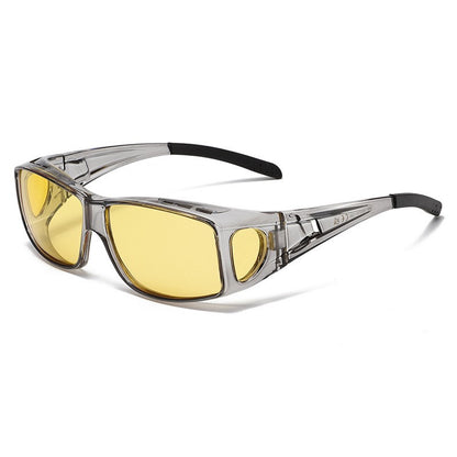 Night Vision Driving Glasses Fit Over Eyeglasses for Men Women - Anti Glare Polarized, Yellow Lens