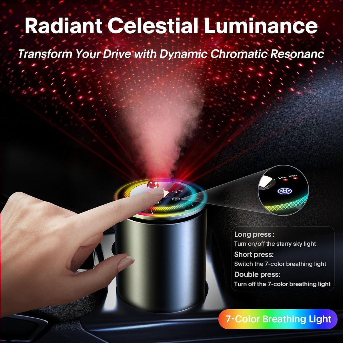 Smart Car Air Freshener Diffuser with Starry Sky Projection and Perfume