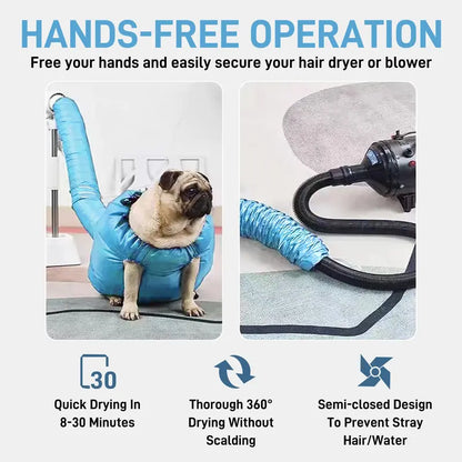 Dog Drying Bag – 360° Air Circulation Grooming Quick Dry Pet Hair Drying Suit for Small