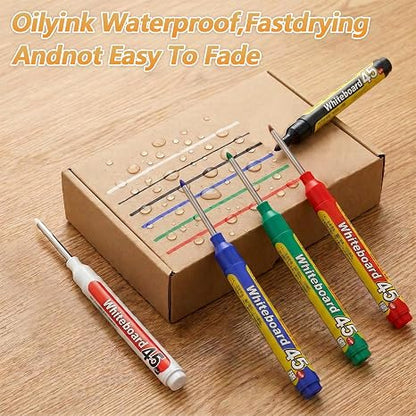 Refillable Water-Resistant Construction Marker, Heavy-Duty Carpenter Pen for Woodworking & Plumbing