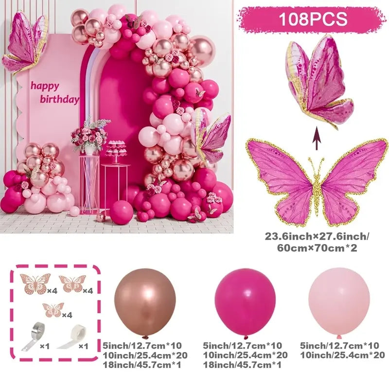 Butterfly Shape Latex Balloon Garland Arch Kit - Metal Chain