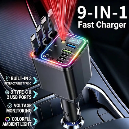 9-in-1 Fast Charging Station with 4 Built-in Cables