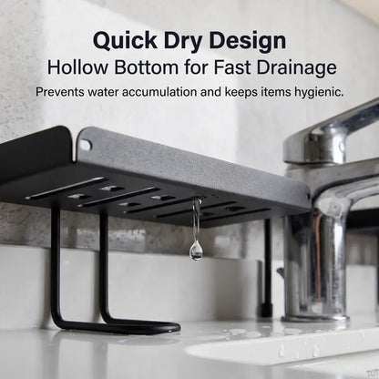 Steel Foldable Shelf Organizer for Homeowners - No-Drilling Over-Faucet Caddy with Adjustable Legs