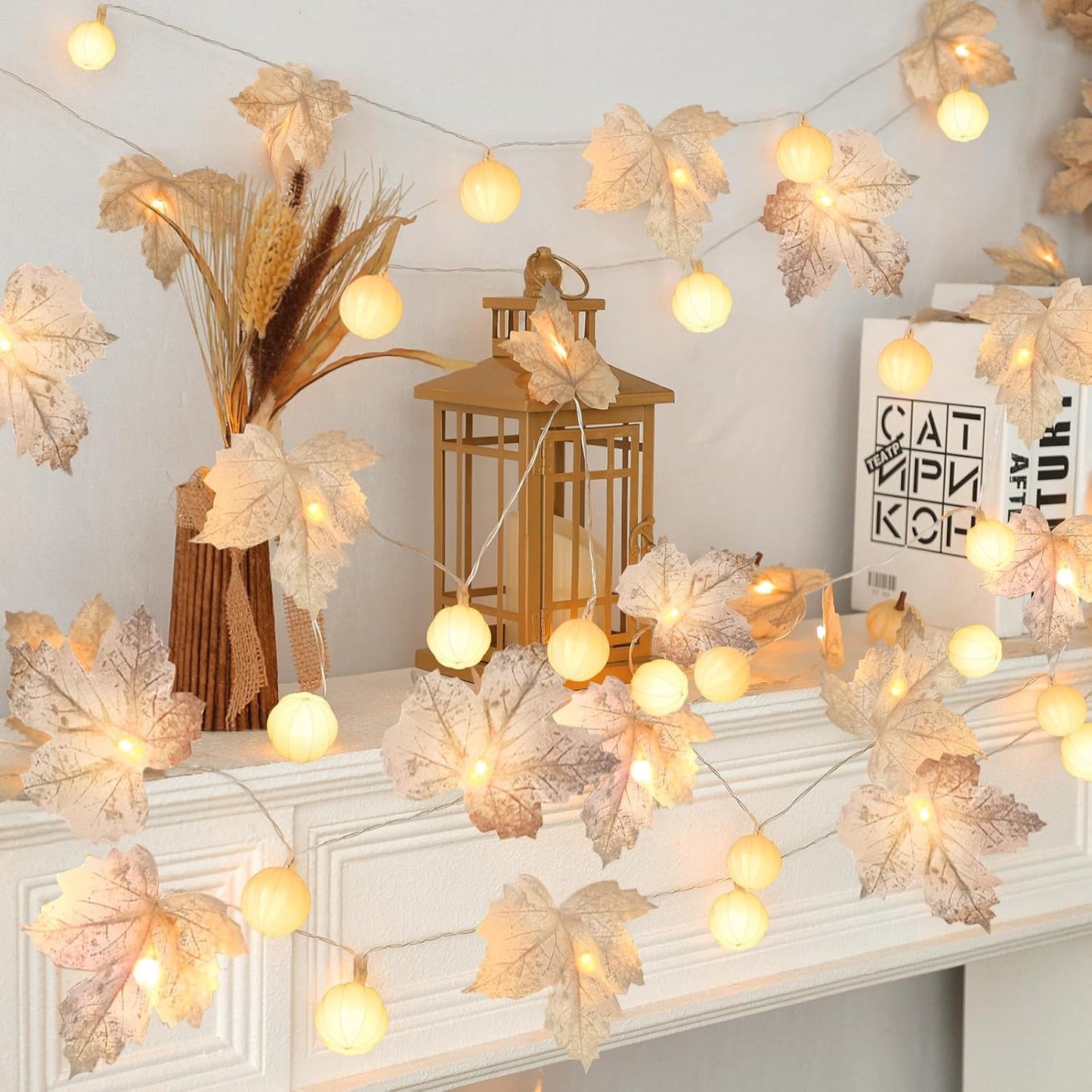 Pumpkin and Maple Leaf Shaped Autumn Decorative String Lights