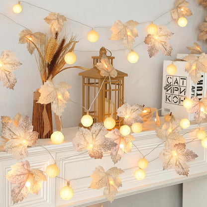Pumpkin and Maple Leaf Shaped Autumn Decorative String Lights