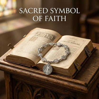 Vintage-style Saint Benedict rosary bracelet