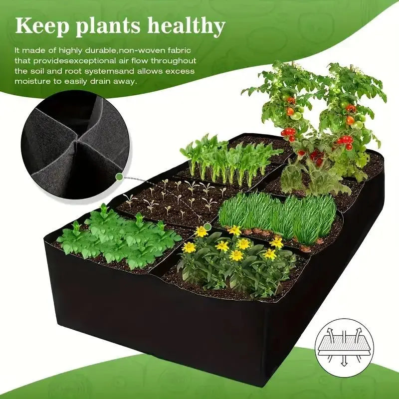 128 Gallon 8-Grid Fabric Breathable Raised Garden Bed