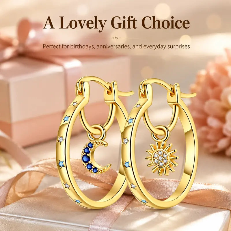 Stylish and Elegant Star and Moon Earrings for Women