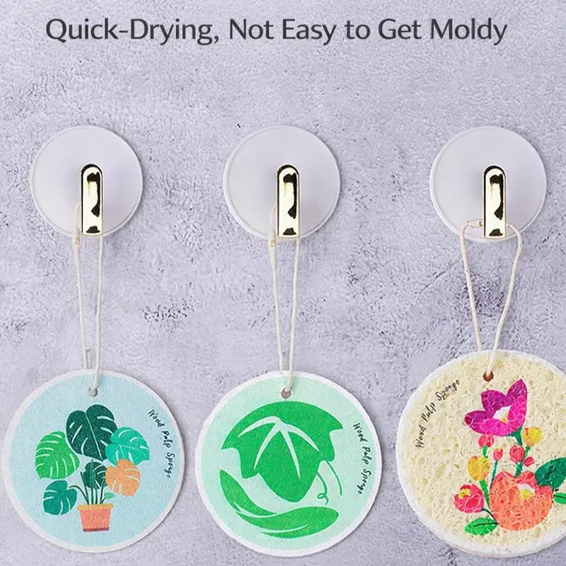 3PCS Wood-Based Eco-Friendly Cellulose Scrubber Pads - Scratch Free, Thickened Sof