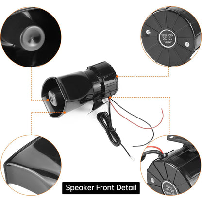 7 Tone Partol Car Truck Siren Emergency Sounds Electric Horn with Mic