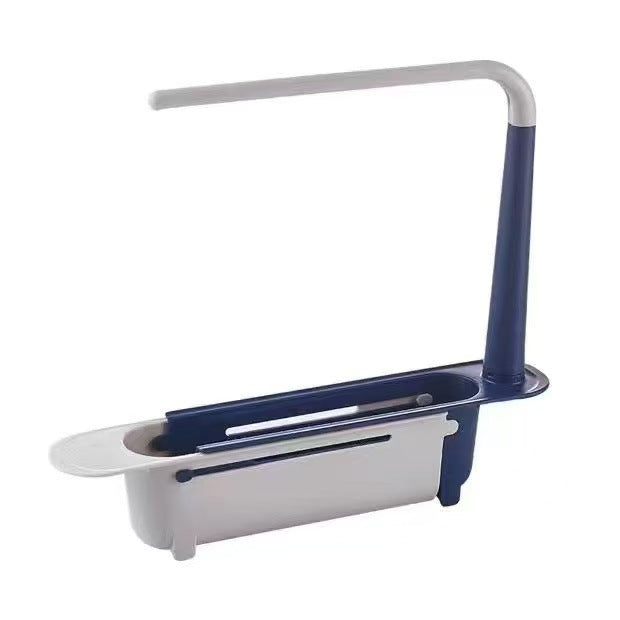 Adjustable Telescopic Sink Organizer with Cloth Hanging Rod