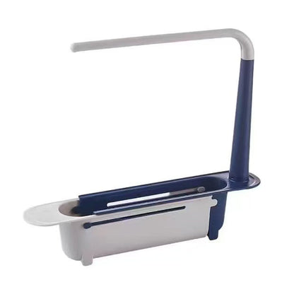 Adjustable Telescopic Sink Organizer with Cloth Hanging Rod