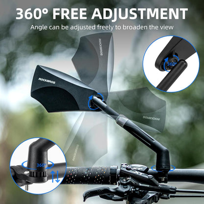 360° Adjustable Handlebar Bike Mirror with Anti-Glare Glass