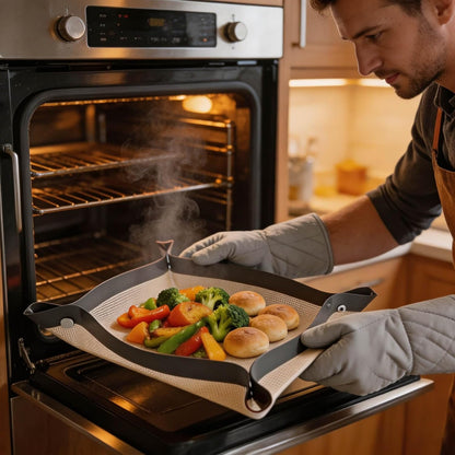 Non-stick, reusable oven baking mat